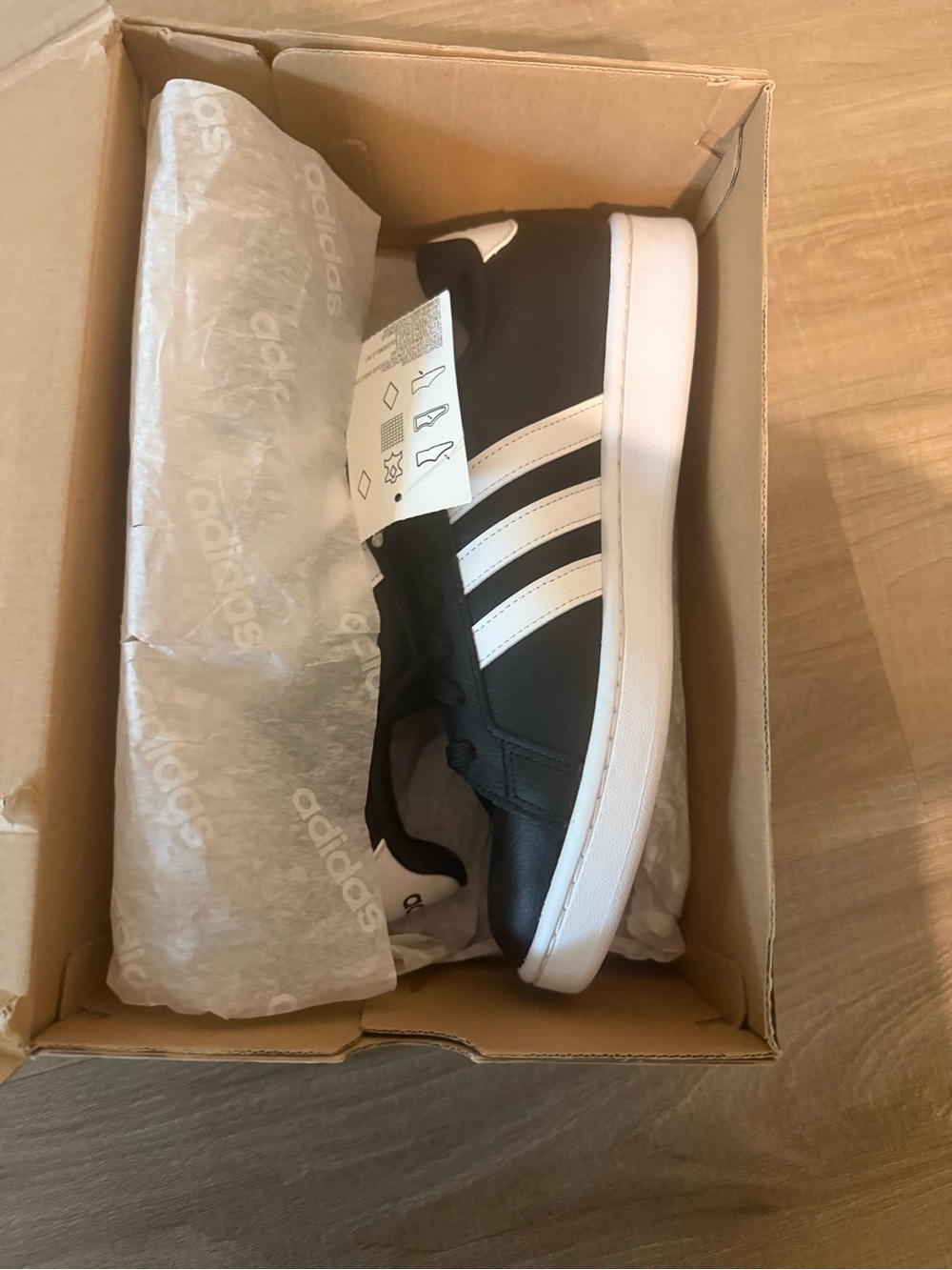adidas Black with White Three-Stripe Low-Top Sneaker